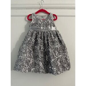 Blueberry Boulevard Silver Sequin Rosette Party Dress 24M Baby Girls ROB14751S
